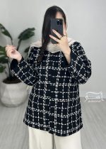 کت شانتون چهارخونه نواردوزی