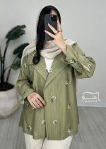 کت سیلک سوزندوزی سبز کد 899 - تصویر 6