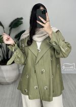 کت سیلک سوزندوزی سبز